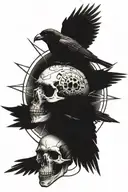 crow skull inside wind rose  tattoo design idea