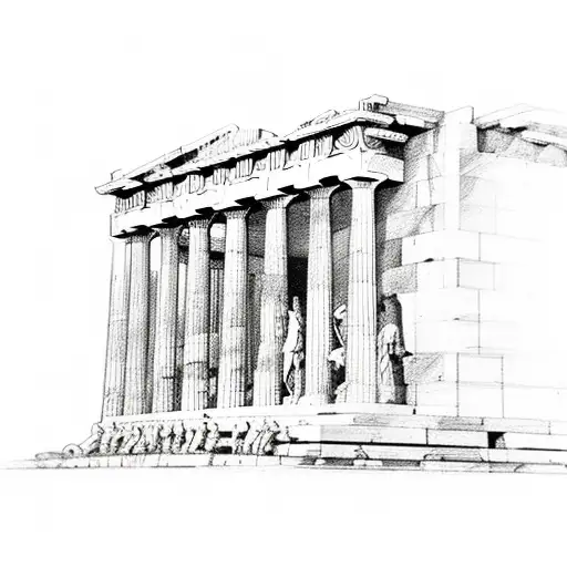 east pediment of the parthenon in athens tattoo design idea