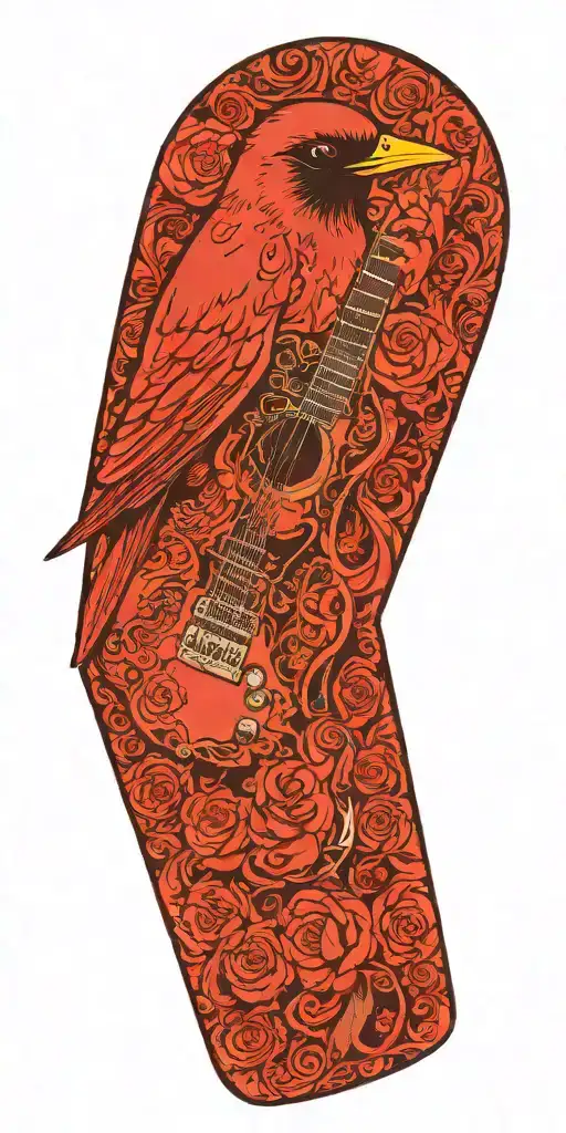 robin guitar truck tattoo design idea