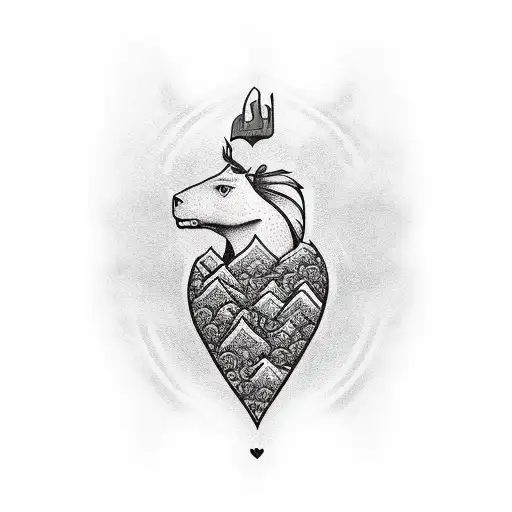 mountain and heart tattoo design idea