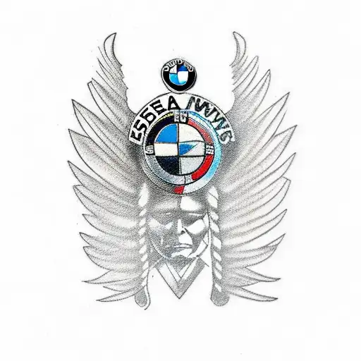 BMW logo x Seneca Indian 5 nations logo tattoo design idea