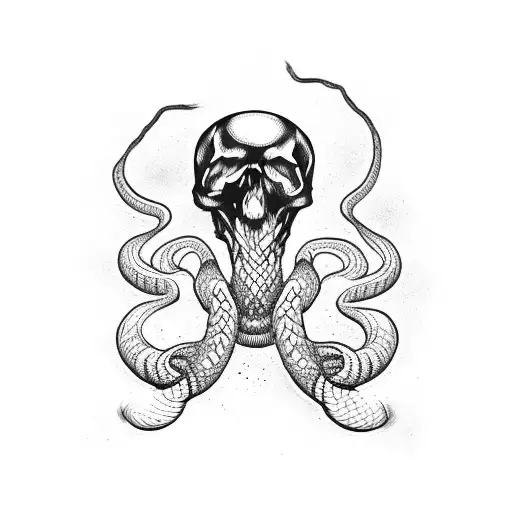 Vertical snake with a skull tattoo design idea