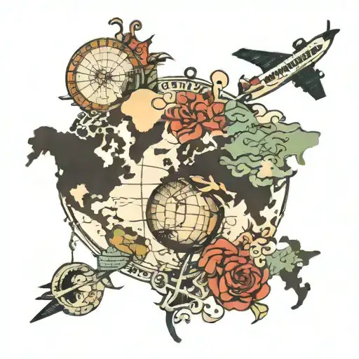 travel tattoo with the world tattoo design idea