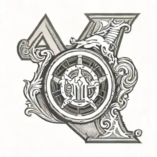 the letter M inside an image of a Ferrari wheel tattoo design idea