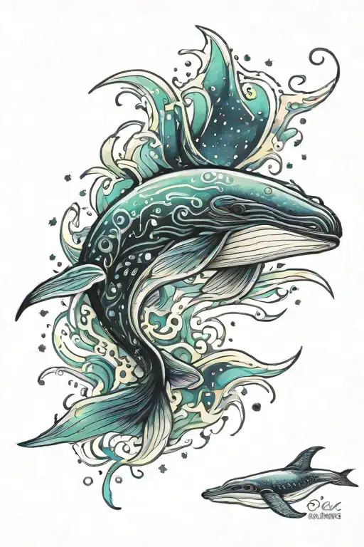 Humpback whale galaxy tattoo design idea