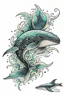 Humpback whale galaxy tattoo design idea