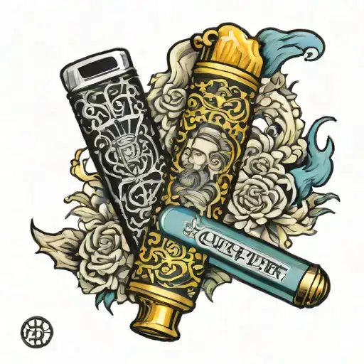 Clipper lighter with joint and friendship tattoo design idea