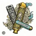 Clipper lighter with joint and friendship tattoo design idea