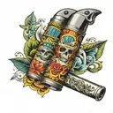 Clipper lighter with joint and friendship tattoo design idea