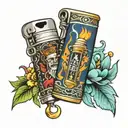 Clipper lighter with joint and friendship tattoo design idea