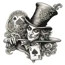 mad hatter holding ace of spades tattoo design idea