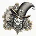 mad hatter holding ace of spades tattoo design idea