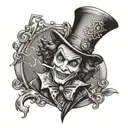 mad hatter holding ace of spades tattoo design idea