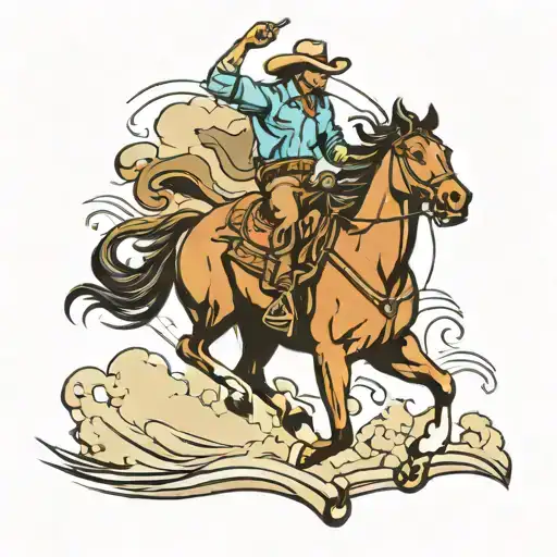 cowboy on bucking Bay horse  tattoo design idea