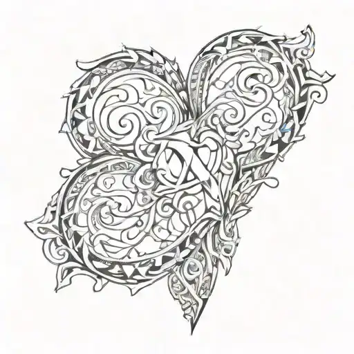 a and v shaped a nd love symbol tattoo design idea