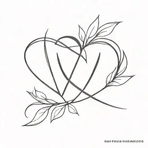 a and v shaped a nd love symbol tattoo design idea