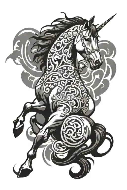 aquarius / chinese zodiac horse / numerology 3  tattoo design idea
