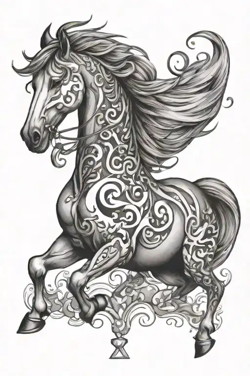 aquarius / chinese zodiac horse / numerology #3  tattoo design idea