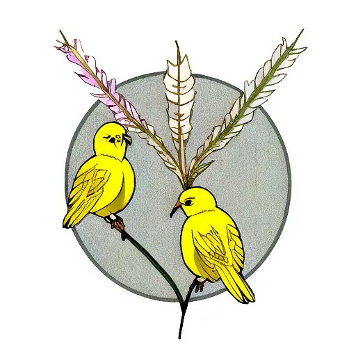 yellow bird, wormwood, asphodel tattoo design idea