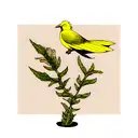 yellow bird, wormwood, asphodel tattoo design idea