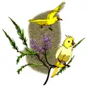 yellow bird, wormwood, asphodel tattoo design idea
