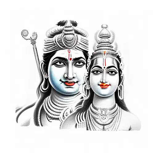 lord shiva thrishool and lord krishna flut tattoo design idea
