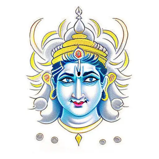 lord shiva thrishool and lord krishna flut tattoo design idea