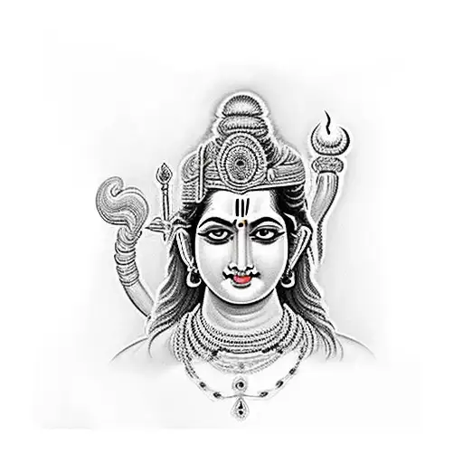 lord shiva thrishool and lord krishna flut tattoo design idea