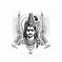 lord shiva thrishool and lord krishna flut tattoo design idea