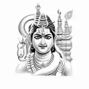 lord shiva thrishool and lord krishna flut tattoo design idea