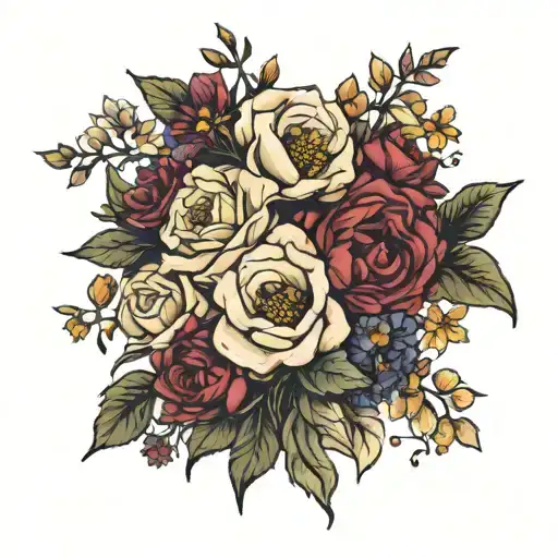 birth flower bouquet for October November and March  tattoo design idea