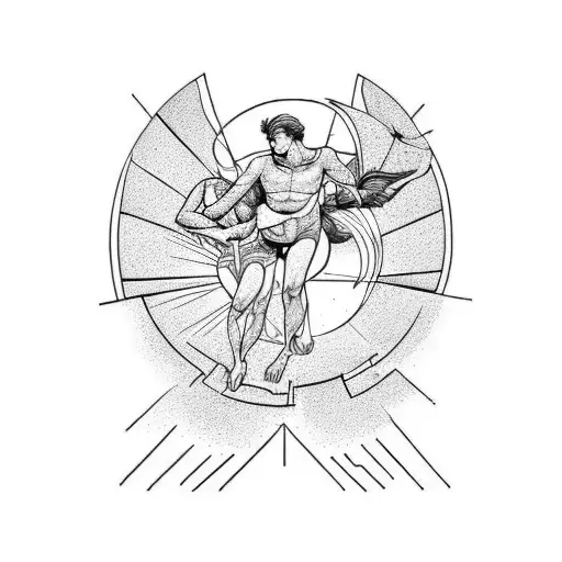 An intricate tattoo of Dedalus and Icarus flying towards the sun tattoo design idea