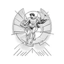 An intricate tattoo of Dedalus and Icarus flying towards the sun tattoo design idea