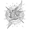 An intricate tattoo of Dedalus and Icarus flying towards the sun tattoo design idea