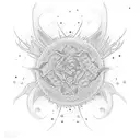 por do sol em floresta teopical tattoo design idea