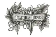 family comes first letter tattoo design idea