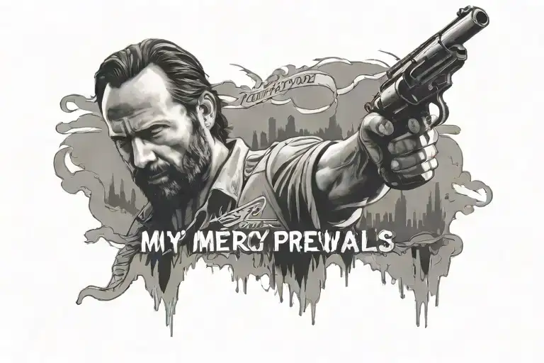 Rick grimes "my mercy prevails over my wrath"  tattoo design idea