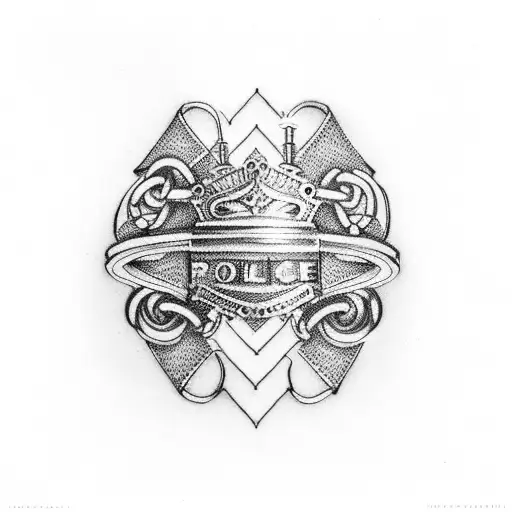 police blueline cross handcuffs tattoo design idea