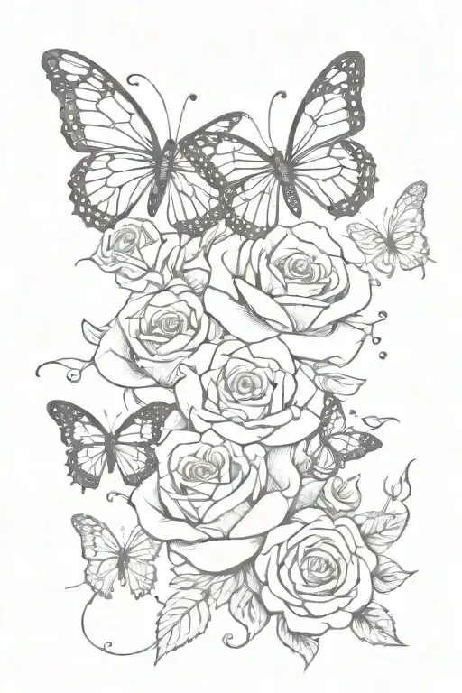 hearts butterflies and a rose tattoo tattoo design idea