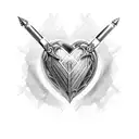 holographic heart with dagger through it tattoo design idea
