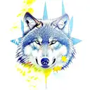 wolf, Maple leaf, star tattoo design idea