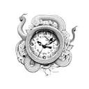 Snake with flowers and clock tattoo design idea
