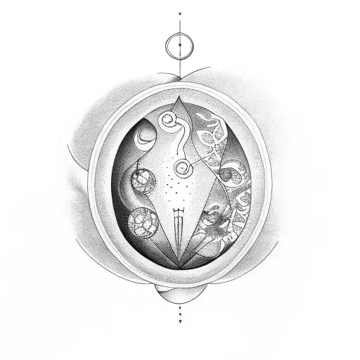 womb tattoo with ovum in the middle tattoo design idea