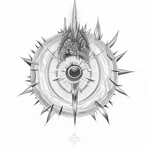 spiky womb tattoo with ovum tattoo design idea
