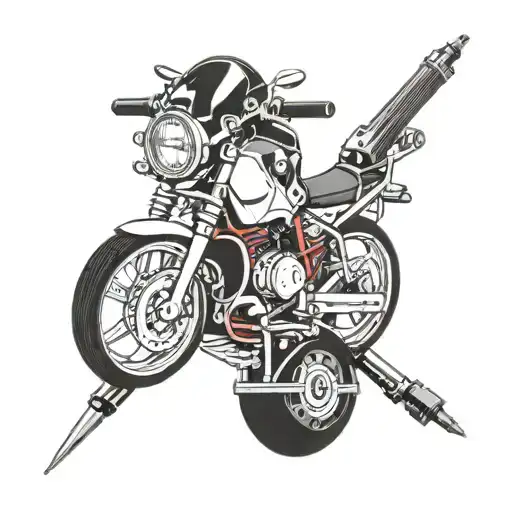 Arm BMW motorcycle syringe DNA strand tattoo design idea