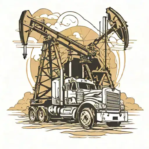 oil field with a 18 wheeler driving tattoo design idea