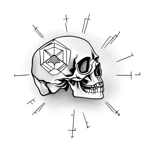 Human Skull with Bullet Hole Through Top Right  tattoo design idea