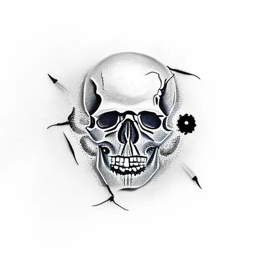 Skull with Bullet Hole tattoo design idea