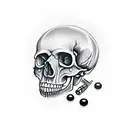 Human Skull with Bullet Hole Through Top Right  tattoo design idea