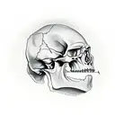 Human Skull with Bullet Hole Through Top Right  tattoo design idea